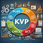 DALL·E 2024-06-21 16.56.38 – A professional and engaging image representing the Continuous Improvement Process (KVP) with the PDCA cycle. The image should be divided into four sec