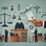 DALL·E 2024-07-07 13.09.14 – A square image depicting a courtroom scene with a judge holding a gavel, lawyers presenting arguments, and a scale of justice. Subtle elements represe