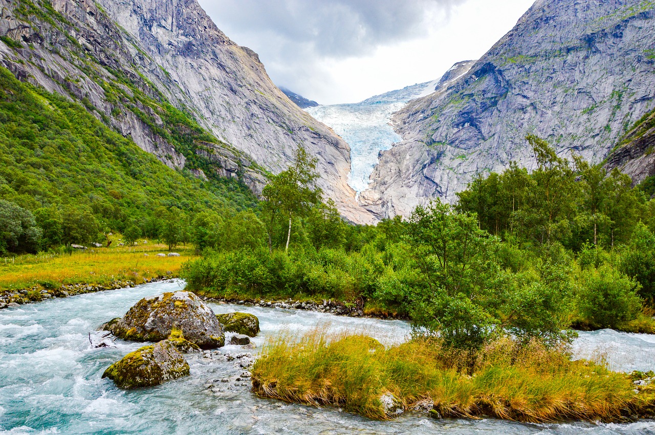 glacier, flow, natural landscape