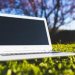 laptop, grass, acer