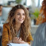 woman, interview, student