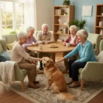 Ein Pflegeheim oder betreutes Wohnen mit Gemeinschaftsraum: Eine kleine Gruppe