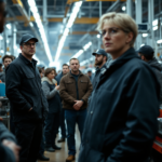 VW Arbeitnehmer bei Betriebsversammlung - Symbol für Mitbestimmung bei Stellenabbau